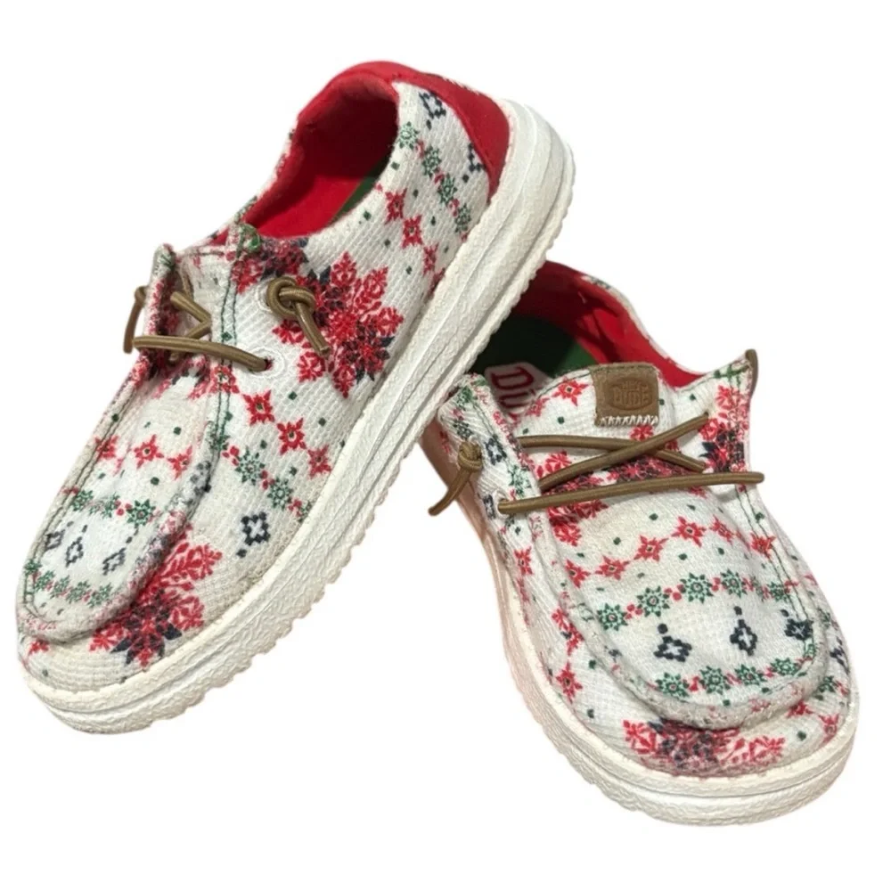Hey Dude Wend T Ugly Christmas Sweater Slip On Shoes Size 10